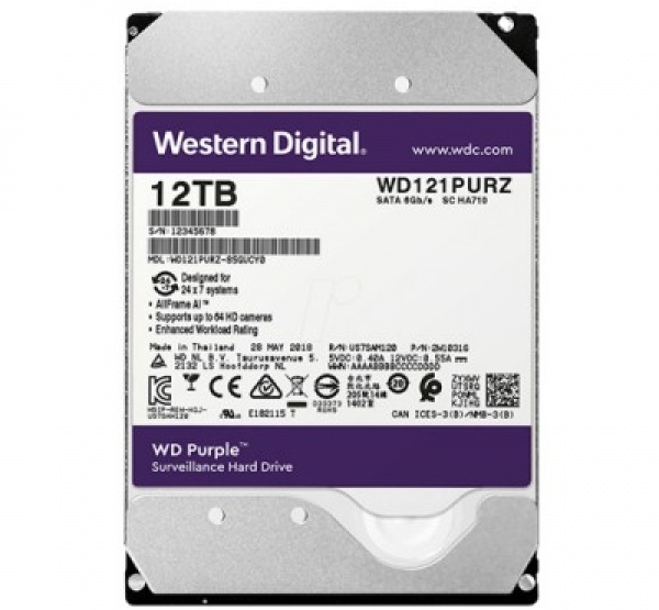 Ổ Cứng HDD Western  12TB WD120PURZ (TÍM) cho camera giám sát