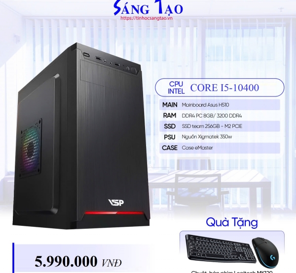 PCSTA VĂN PHÒNG (I5-10400/ 8GB/ 256GBSSD / 350W / KB+M) - I510H58256350